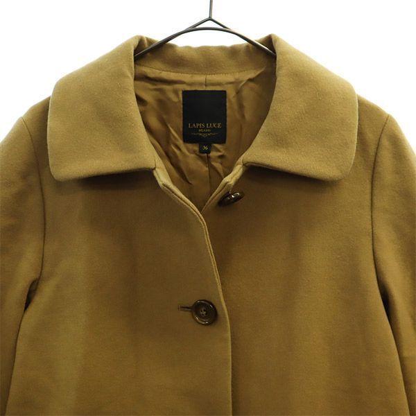 LAPIS LUCE BEAMS Wool Blend Stainless Collar Coat 36 Brown Women Used
