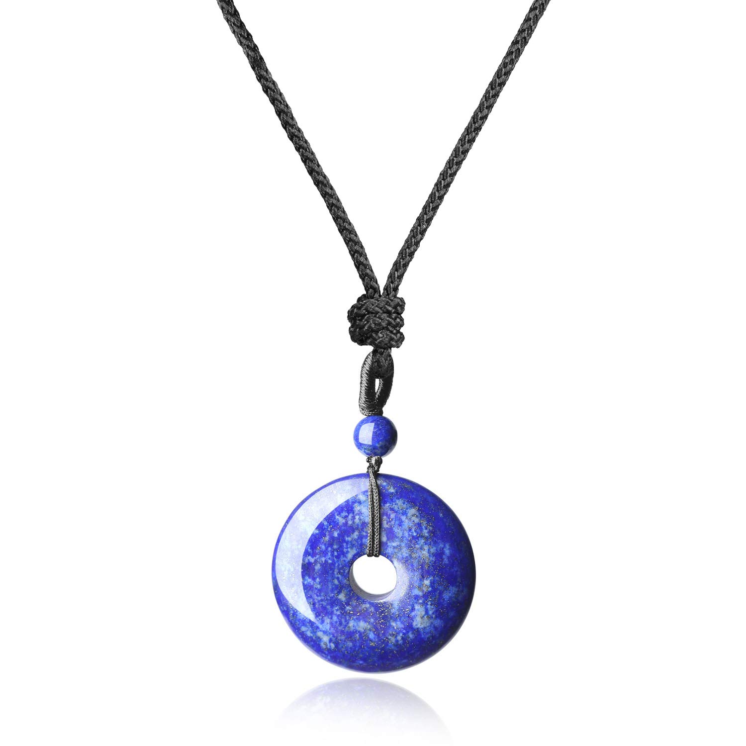 

Lapis Lazuli December Birthstone Pea Disc Good Luck Charm Pendant Necklace Unisex [Coai] синій