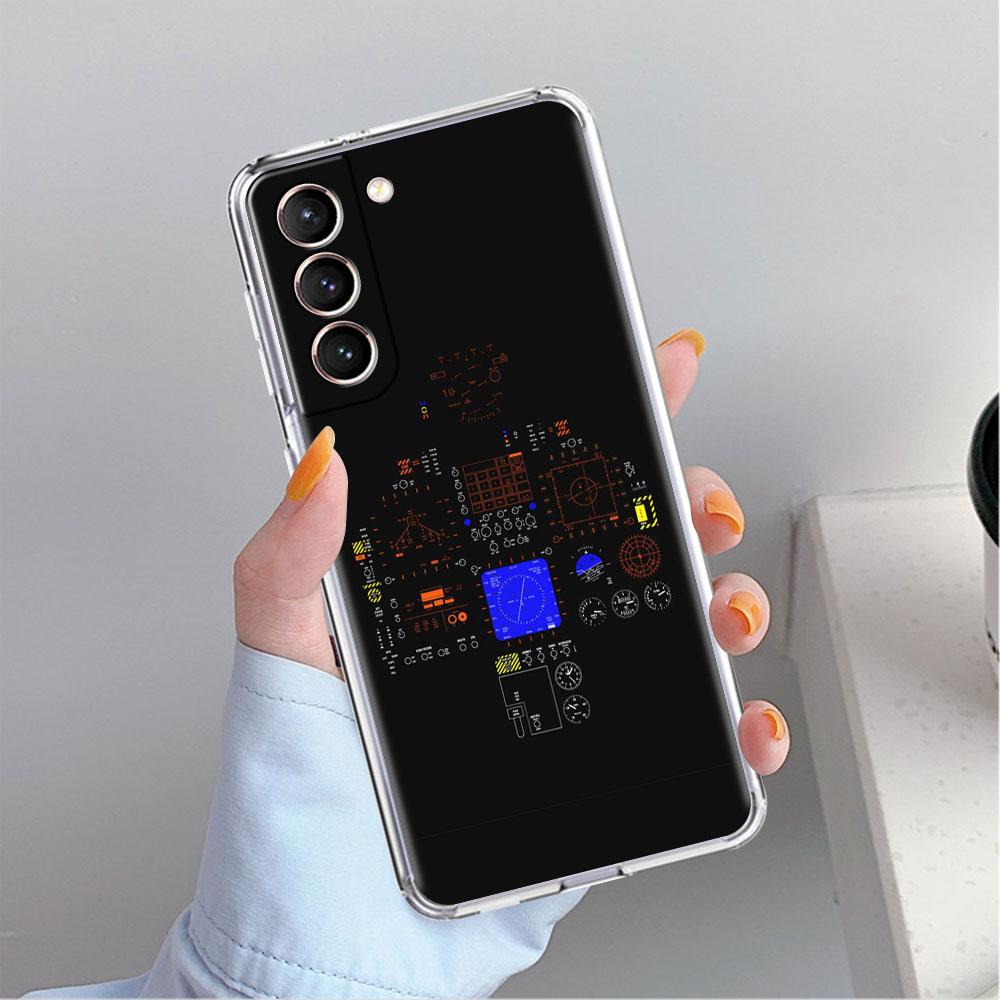 Clear Case For Samsung Galaxy S22 S20 FE S21 S23 Plus Note 20 10 Phone Shell Aviation Aeroplane Helicopter Cockpit Instrument