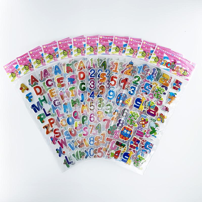 12 Sheets/Pack Cute Bulk 3D Puffy Stickers for Kids Scrapbooking Laptop Mobile Phone Decoration Girl Boy Birthday Gift