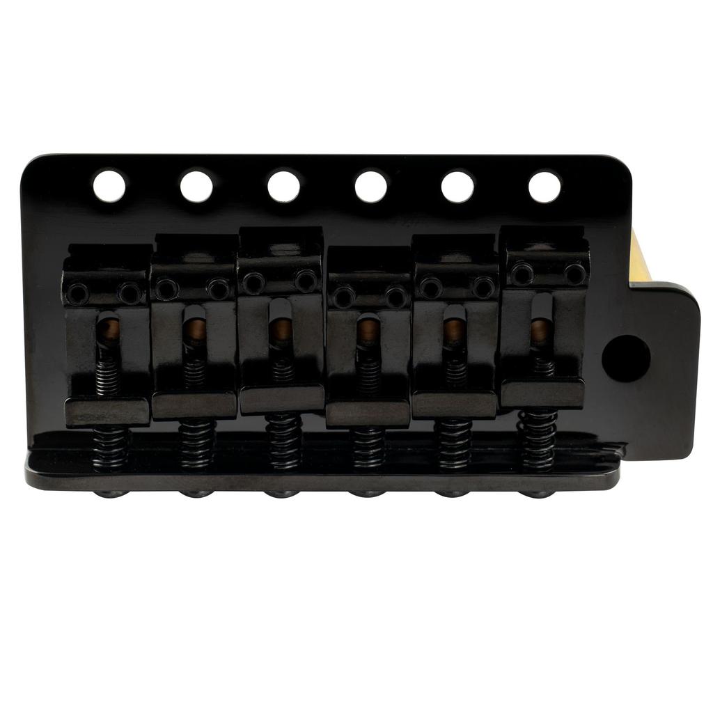 Musiclily Ultra 10.5mm Pitch 6-Point Support ST Tremolo Bridge Vintage Steel Saddle 42mm Brass Block for Strat Electric Guitar Black