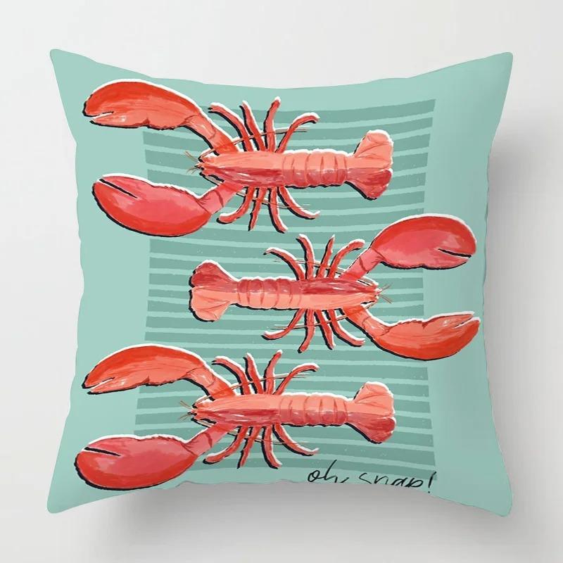 Home Decor Colorful Lobster Patterns Pillow Covers Pattern Cushion Cover Suitable For Sofa Bedroom Car Pillow Cover
