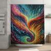 Abstract Colorful Wave Shower Curtain Home Decor Bathroom Fabric Waterproof Customizable Size Shown in Image Multiple Sizes Avai