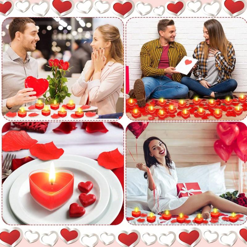 9PC/Set Heart Shaped Aromatherapy Candles Xmas Valentine's Day Romantic Birthday Candles Lover Proposal Scene Decor Candles