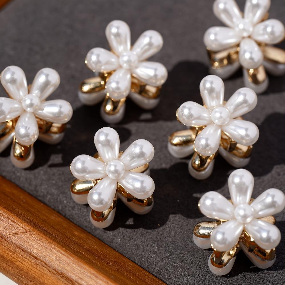 10pcs White Side Clips with Floral Accents Multifunctional Braiding and Hair-Tying Clips for Day and Night Hair Clips for Women