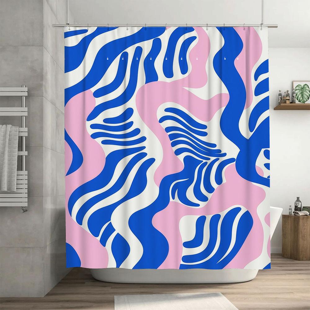 Tenda Doccia Blu Bianca Rosa Decorazione Bagno Tessuto Impermeabile Accessori Bagno Fantasia Decorazione Casa Design Moderno Prin