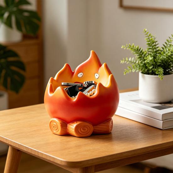 Key Storage Figurine, Flame Shape Vinyl Ornament, Large Capacity Desktop Display Holder for Lipstick Keys Glasses
