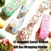 2 Pack Colorful Decorative Ribbons Easter Celebration Ribbon Polyester Texture for Easter Gift Wrapping and Home Decors