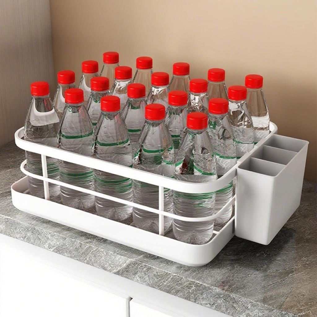 Dish Draining Rack Cutlery Rack with Drain Tray Cup Holder Cutlery Holder Kitchen Countertop Storage Rack Kitchen Accessories