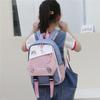 Blocked Simple Color Children Backpack Student  With Cartoon Badge School For