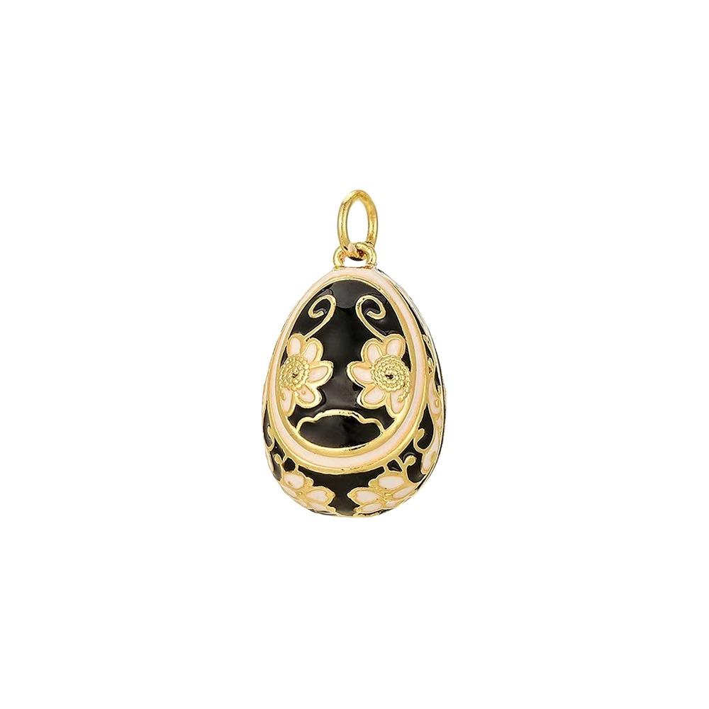 Copper Easter Egg Crystal Pendant Bohemia Necklace Pendant Colorful Enamel Pendant  Party