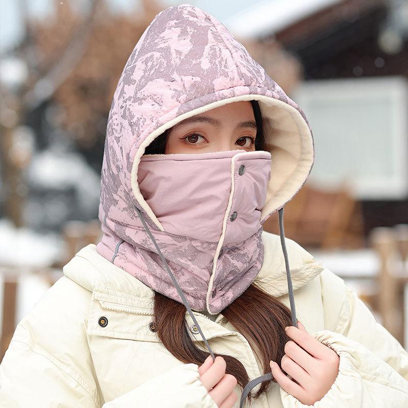 Fleece warm scarf one-piece women's winter wind and cold cycling mask outdoor camouflage ski cap