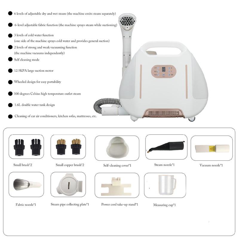 Household High Temperature Steam Cleaner Handheld Carpet Cleaner Kitchen Sofa Mattress Powerful Deep Stain Cleaning Machine