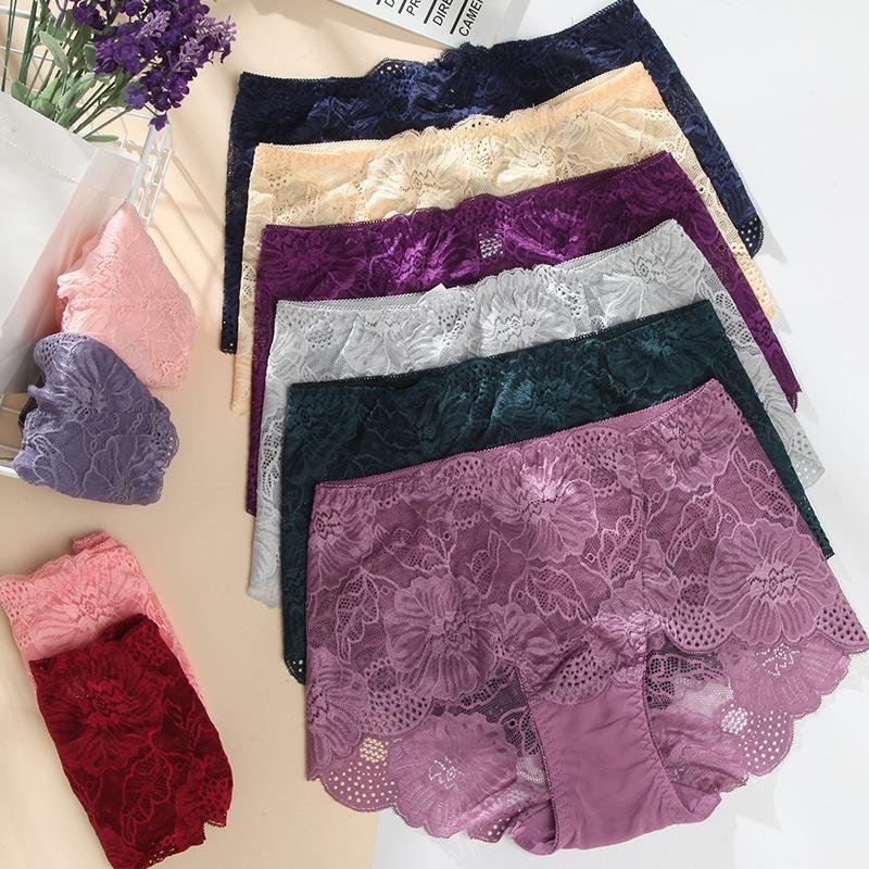 Sexy Spitzen-Slips Unterwäsche mit nahtlosen Höschen Hohlbund Ultradünn Hüfthebend Transparentes Höschen Straffend Übergröße Damenhöschen