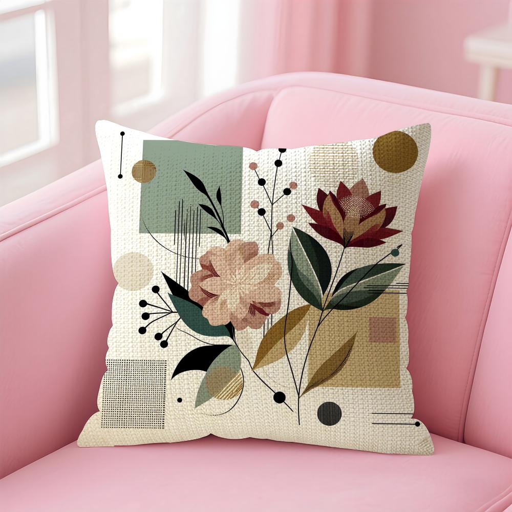 Modern Art Blossoms Cushion Cover Natural Linen Pillow Case Double-Sided Print Decorative Sofa Pillowcase Home Decor Gift