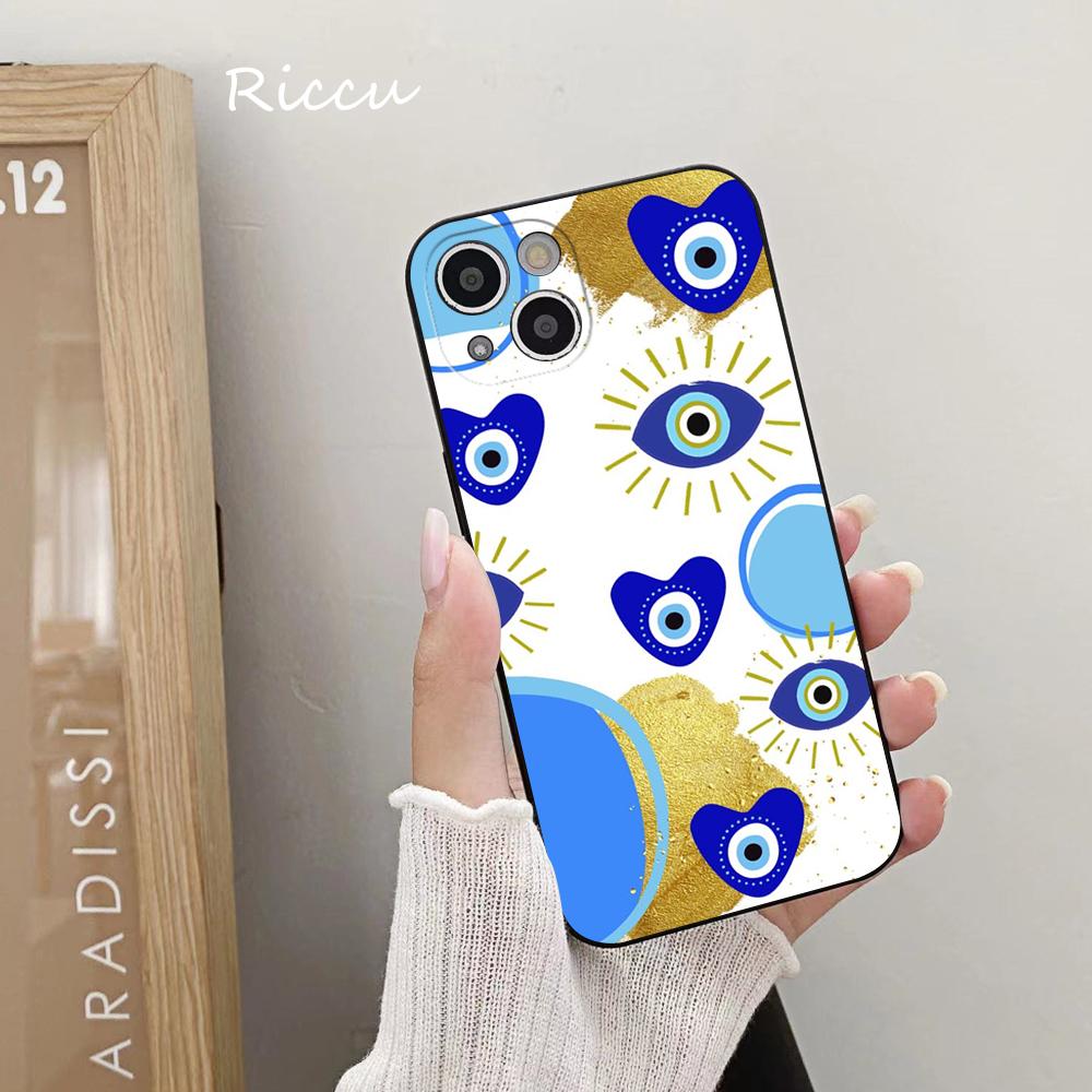 FOR IPhone Blue Nazar Boncuğu Evil Eye Phone Case 14 11 12 Pro 8 7 14 Plus X Pro 14 MAX 13 MINI XR XS 14 Pro Soft Phone Covers