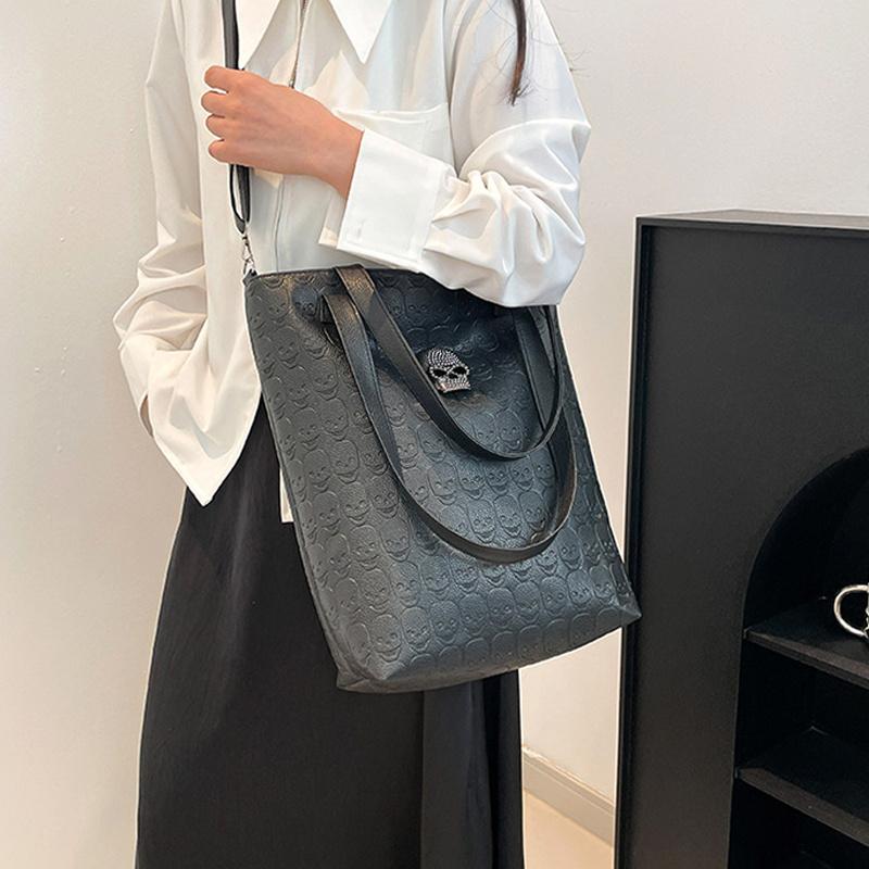 Bolso de Hombro de Gran Capacidad Bolso Tote Vintage de Calavera de Halloween para Mujer Monedero con Billetera Bolso de Mano Moderno de Cuero Sintético