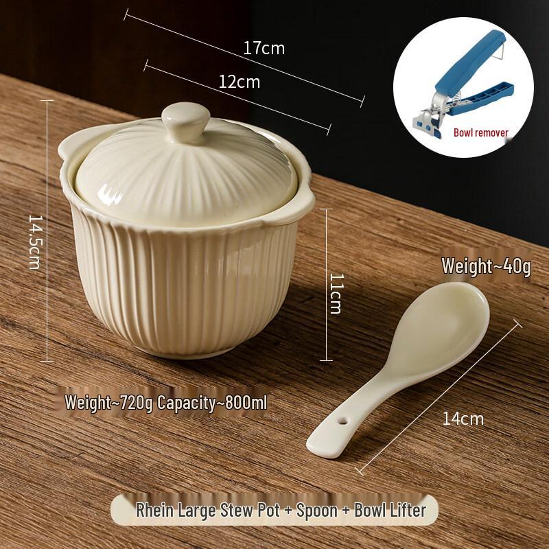 Chuyi Qi Ceramic Double-Ear Stew Pot with Lid