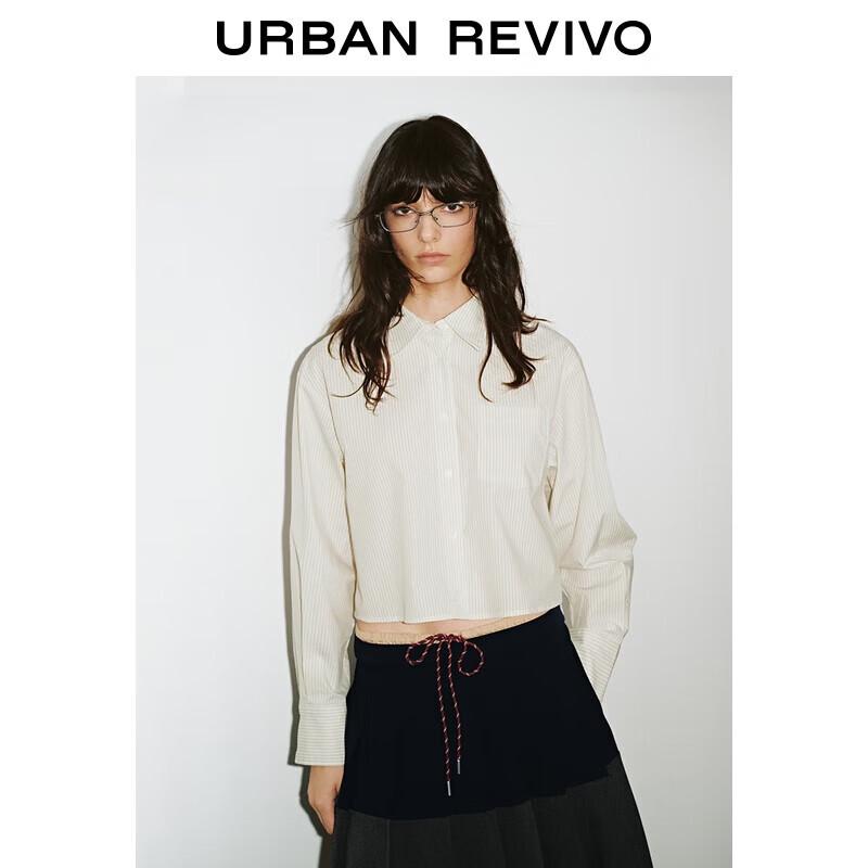 UR 2025 Autumn Women s Striped Tie-Front Long Sleeve Shirt L