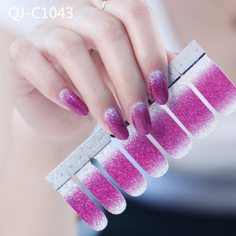 DIY Full Cover Self Adhesive Stickers Polish Foils Tips Wraps Glitter Gradient Shiny Nail Decals