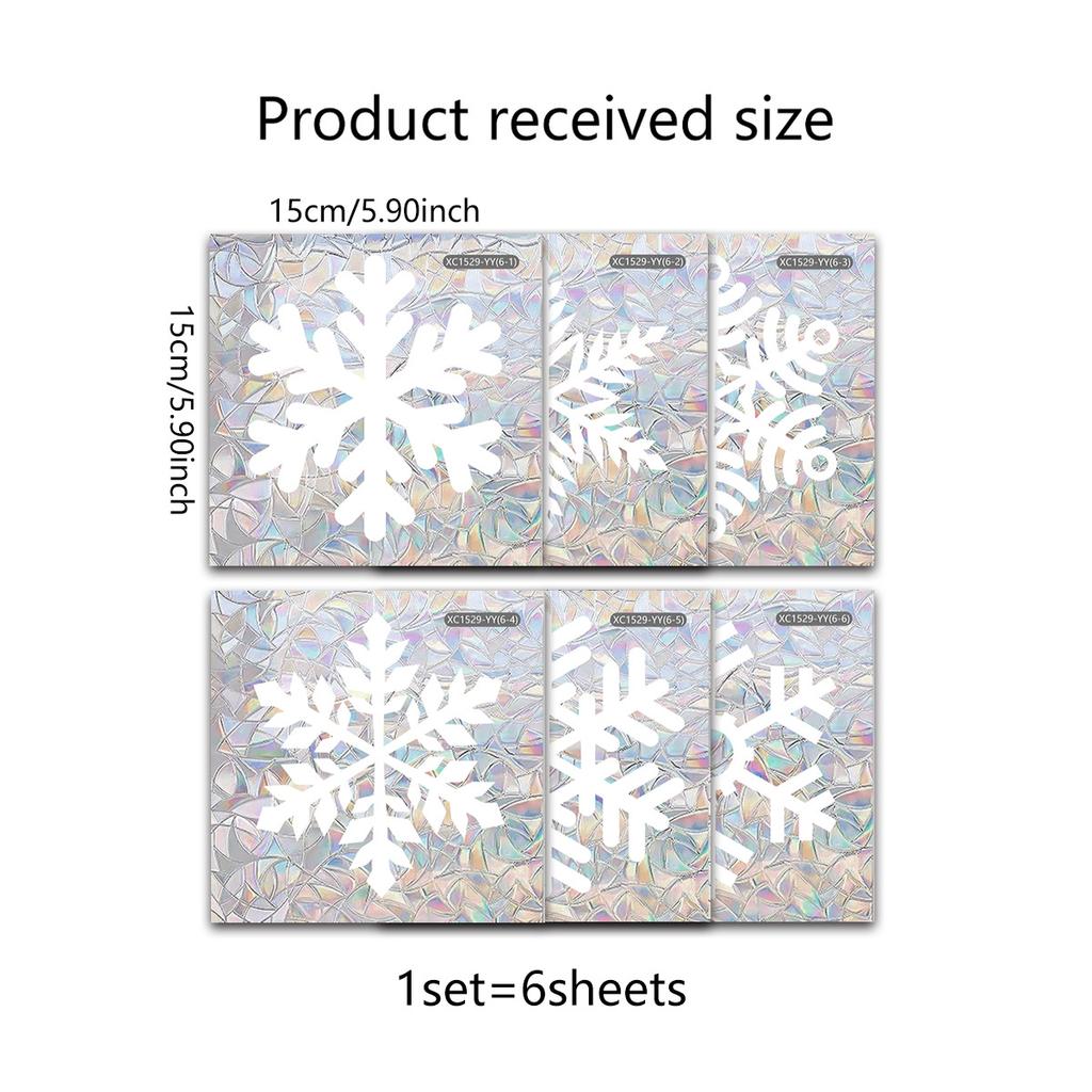 Xc1529 Simple Wind Colorful Snowflake Pattern Electrostatic Glass Window Sticker Double-Sided Visual Decoration Electrostatic Sticker