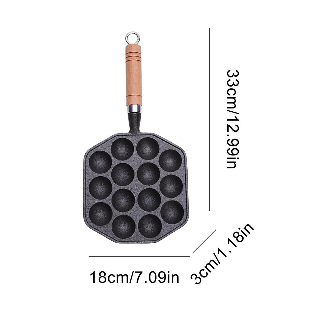 Grill Pan For Indoor Cooking 14 Holes Japanese Octopus Balls Plate Non-Stick Cast Iron Grill Pan For Stove Top for Outdoor