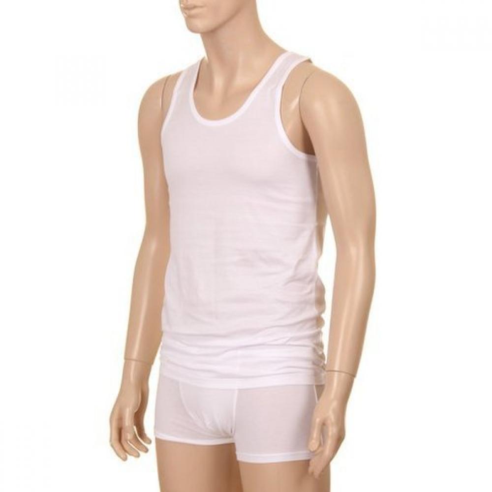 Barbara Men S Cotton 140S SleeveleSS Running Amr4314r Wh