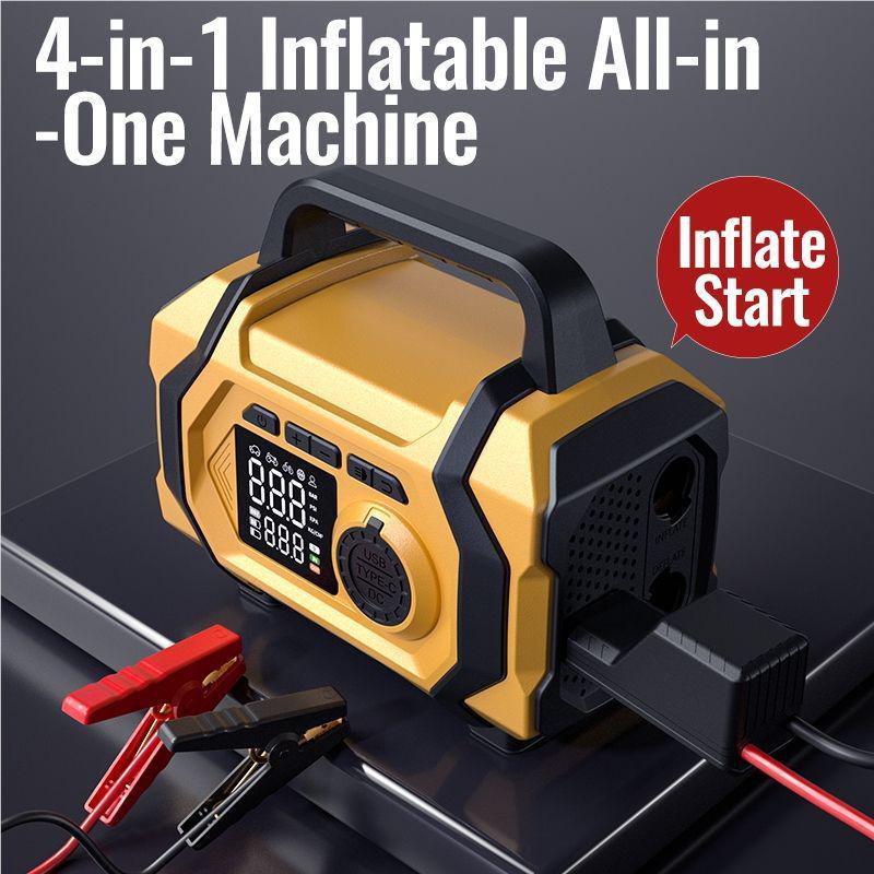 Car Emergency Power Supply & Air Pump with Tire Pressure Gauge – All-in-One Large Capacity Vehicle Starter