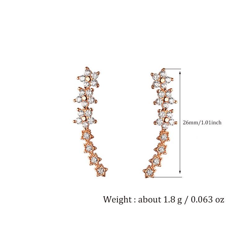 Women's Fashion Cute Stud Earrings Shiny Crystal Zirconia Copper Exquisite Female Charm Ear Piercing Accessories Jewelry Gifts
