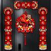 4PCs Chinese New Year Couplets Decorations Horse Year Chunlian Lucky Fu Character Porch Sign Stickers Spring Festival Decoration
