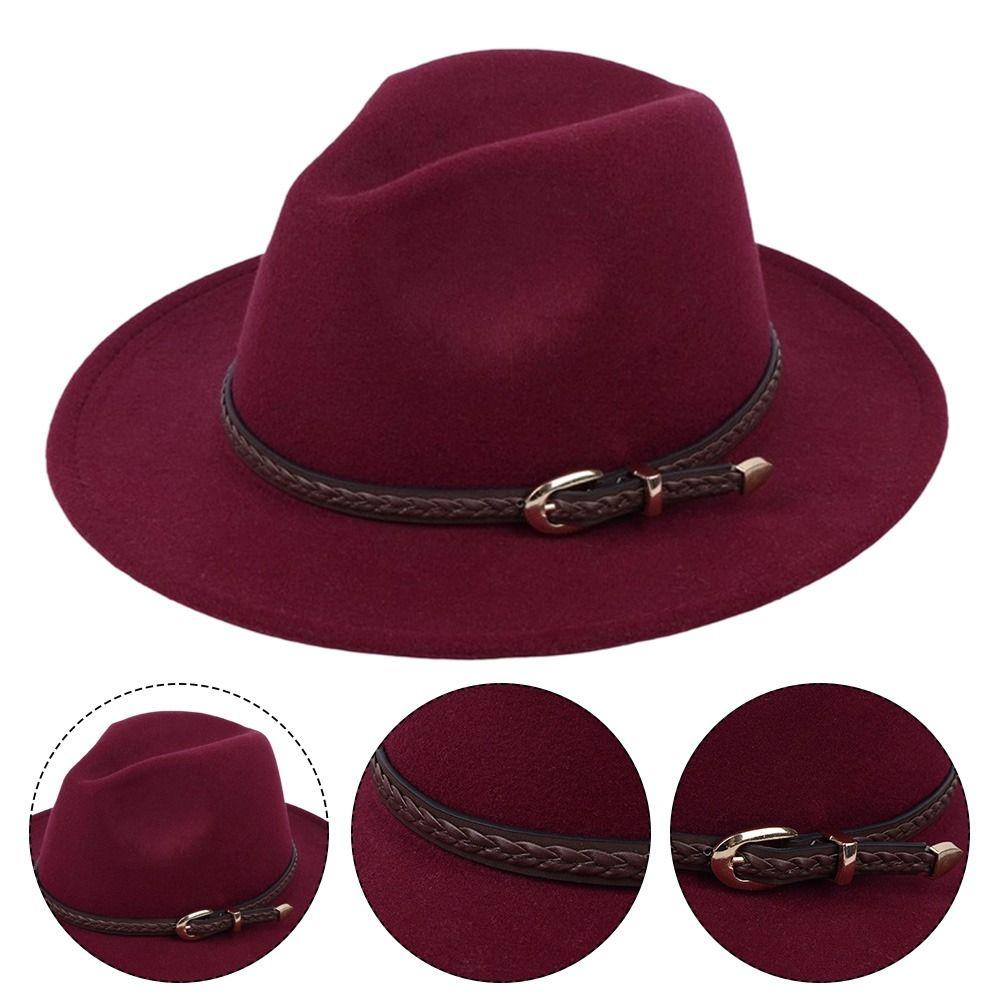 With Belt Buckle Panama Cap Vintage Cowboy Cap Fashion Rancher Hat for Men Women