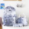 Dreiteiliges Rucksack-Set Nylon Grundschüler Tie-Dye Schultasche Damen Rucksack mit großem Fassungsvermögen mit Lunchtasche