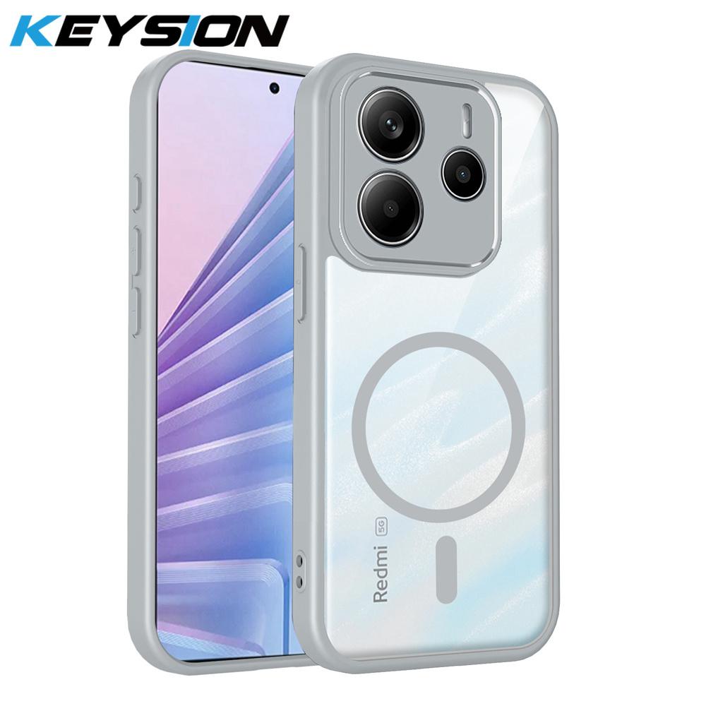

KEYSION Transparent Magnetic Phone Case for Redmi Note 14 4G 5G HD Clear Shockproof Back Cover for Xiaomi Redmi Note 14 5G for Redmi Note 14 5G