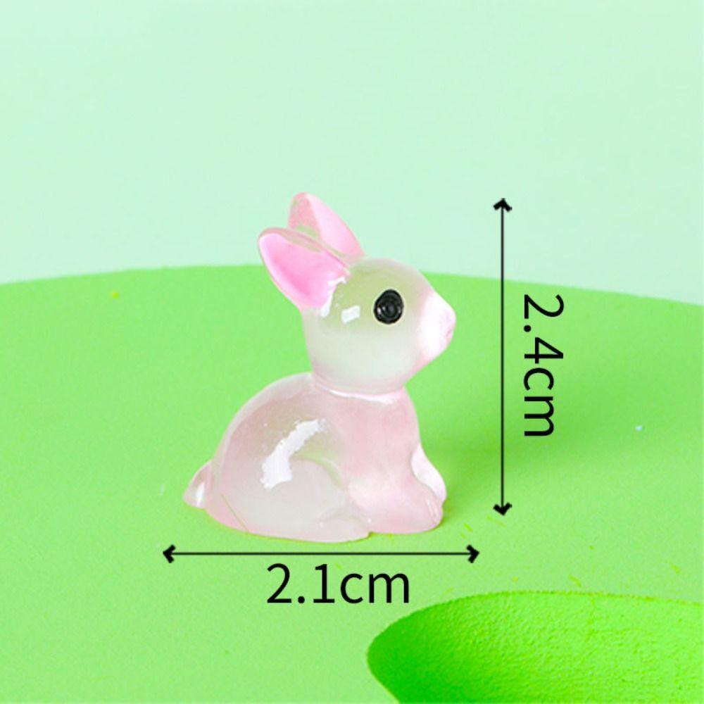 Cute Mini Rabbit Ornaments Gardening Miniature Figurines Microlandscape Luminous Bunnies