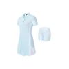 Fila Fitted Pleated Color Block Golf Sports Casual Fashion Polo Dress Women Dresses Elegant-Blue A11W235323F-LB