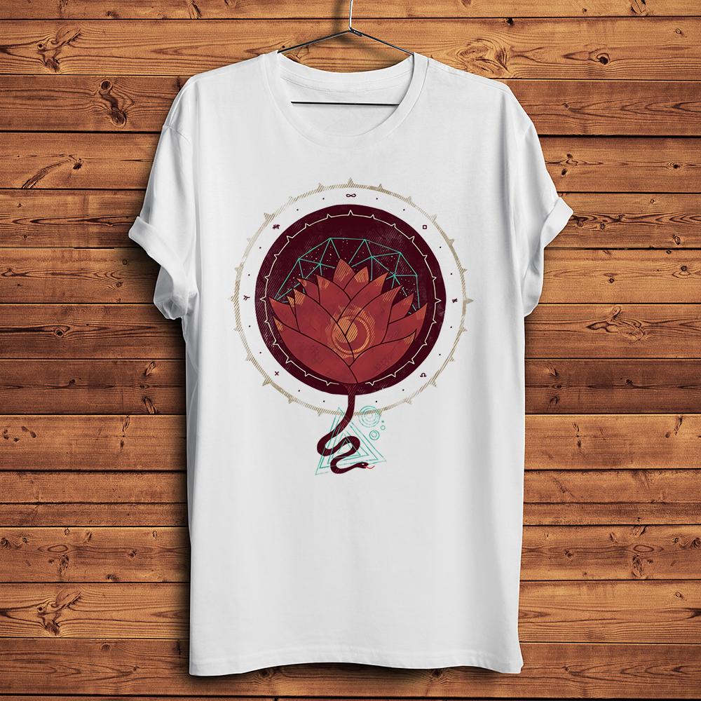 

Geometric moon lotus snake Funny vintage T Shirt Unisex homme Short sleeve casual TShirt Unisex daily Streetwear tee S
