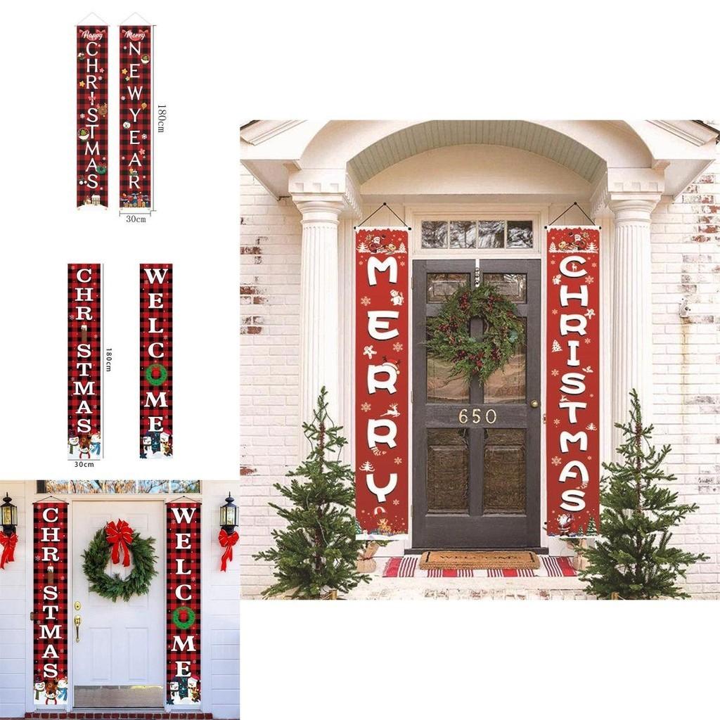 Vibrant Christmas Door Hanging Sign Banner Flag Xmas Party Decor