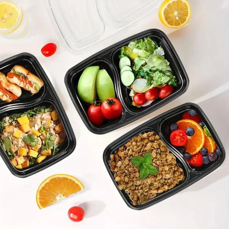 Lunch Boxes Compartments with Lids Disposable Bento Boxes Kitchen Storage Bento Fruit Takeaway Food Containers