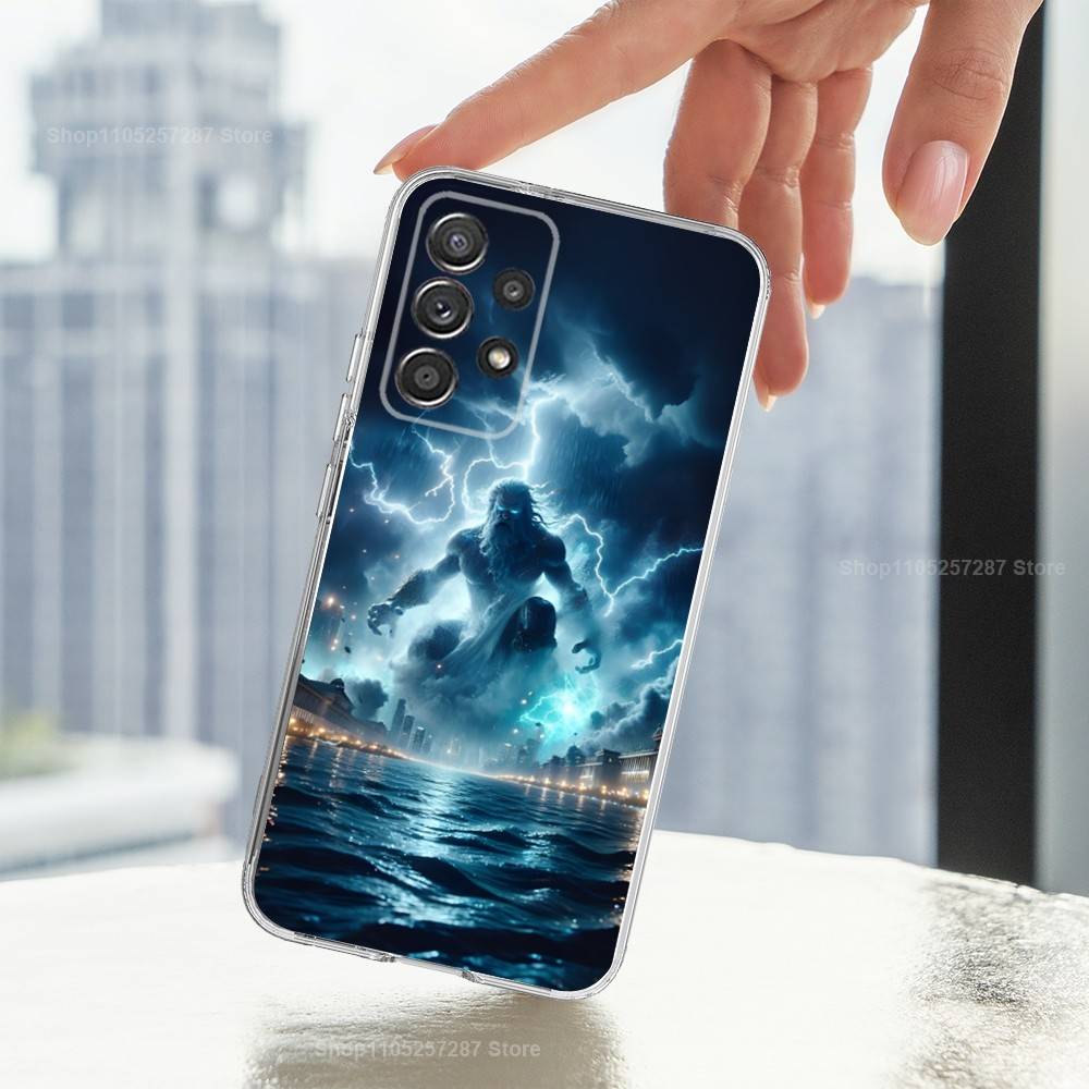Mythology Greek Art Zeus For Samsung A51,30,71,S9,Ultra,S20,FE,22,Lite,23,21,PIus,10,Transparent, Silicone Case