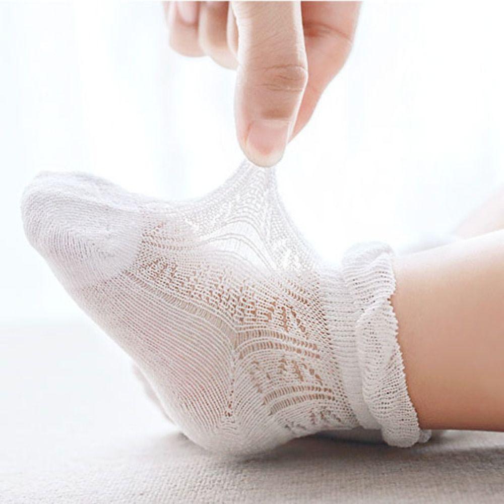 4Pairs Cotton Baby Ruffle Socks Non-slip Toddle Short Socks Sweet Kids Mesh Tube Socks  Princess