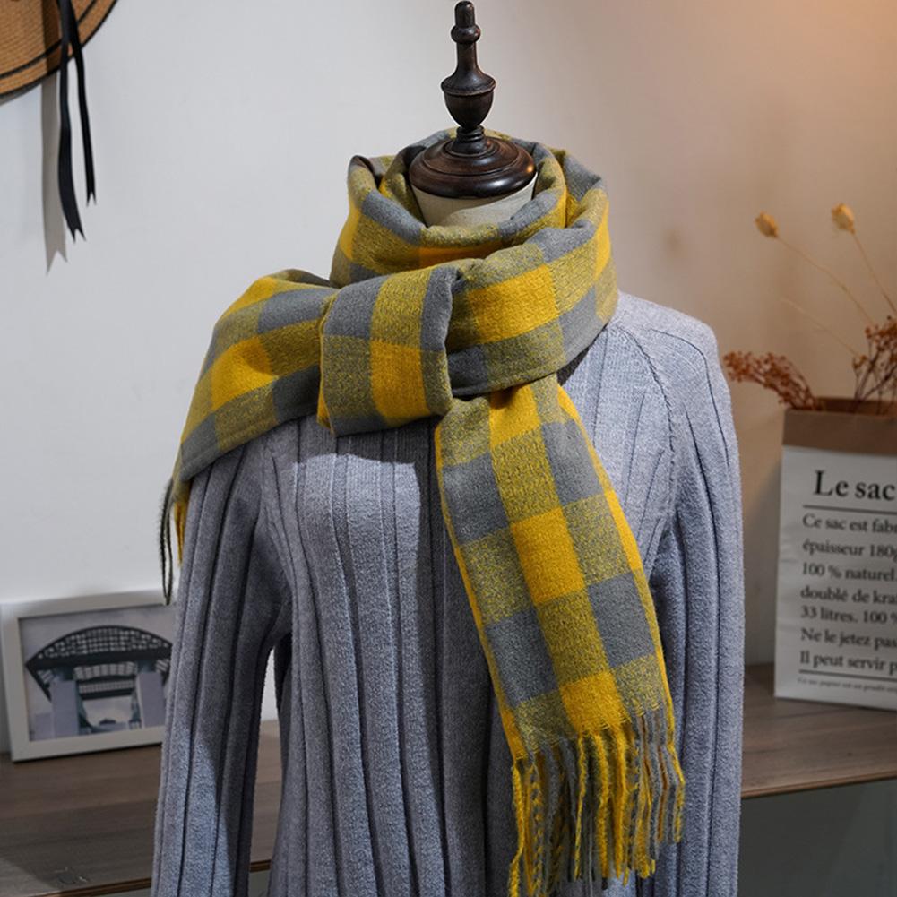 Autumn Winter Unisex Scarf Imitation Cashmere British Style Plaid Tassel Cape Shawl