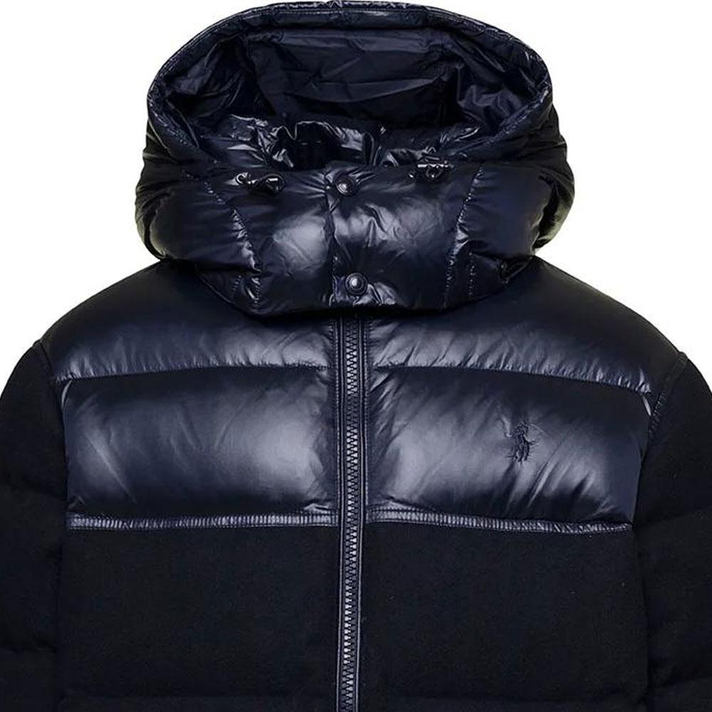 Polo Ralph Lauren FW23 Hooded Solid Color Zippered Fitted Long Sleeve Down Jacket Men Jackets Navy-Blue 710922806-001