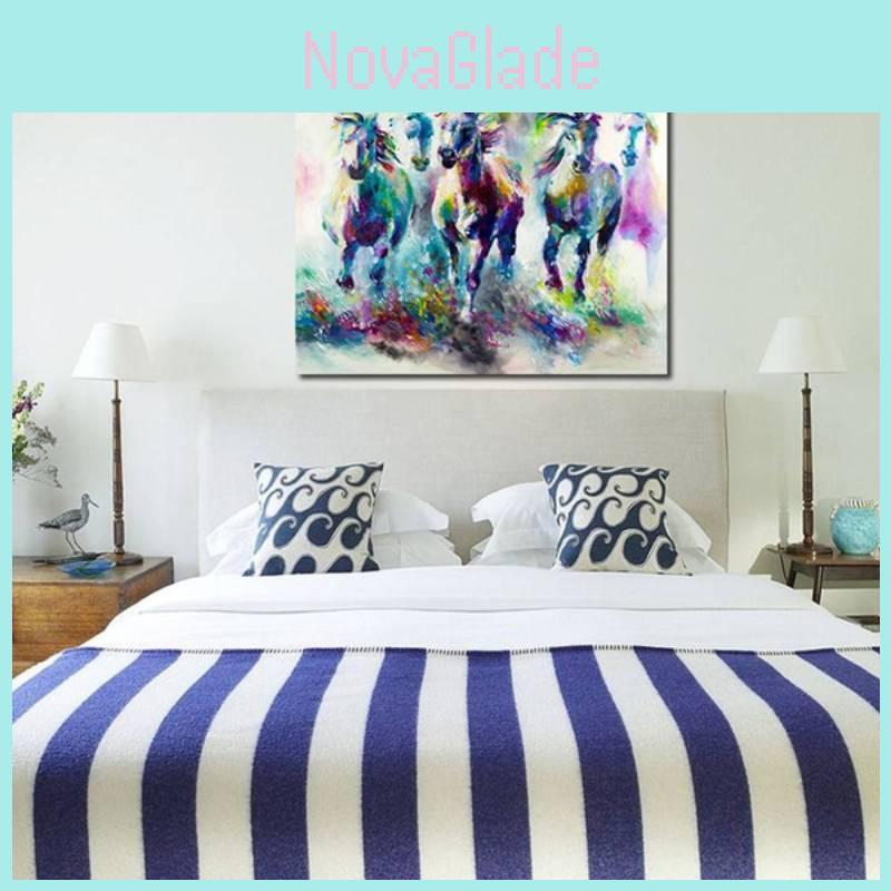 Abstract Animal Artwork Canvas Wall Art For Home Interior Modern Decor With Horses Design