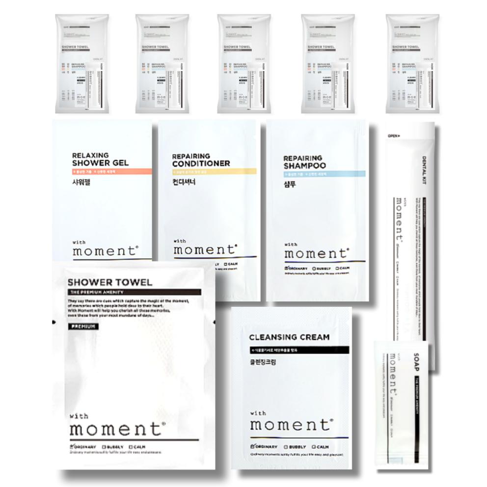 RUINA Travel Disposable Toiletries Amenity 8-Piece Set, 5 Sets