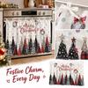 Christmas Tree Oven Door Curtain Decoration for Holiday Kitchen Decor