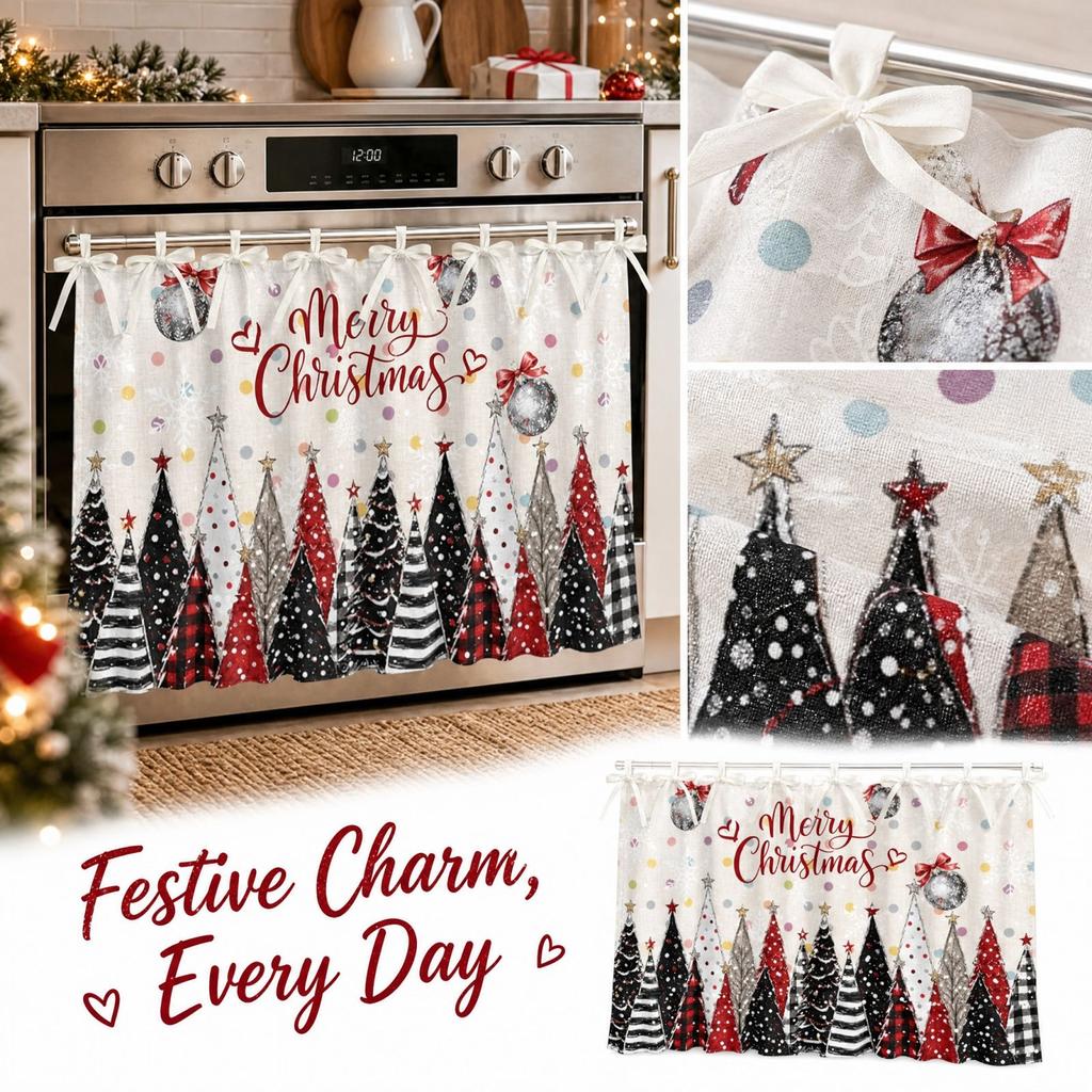 Christmas Tree Oven Door Curtain Decoration for Holiday Kitchen Decor