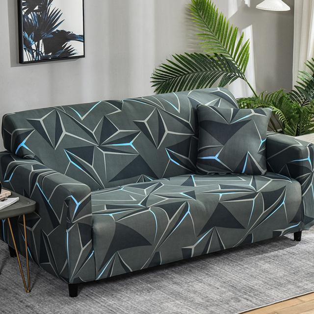 Elastic L-Shaped Sofa Cover Stretch Geometric Design Slipcover For Living Room Corner Couch Cover Durable Fabric