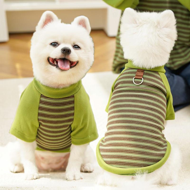 Striped Dog and Cat Pet Clothing, Cat Clothes, Dog Supplies, French Bulldog Base Shirt