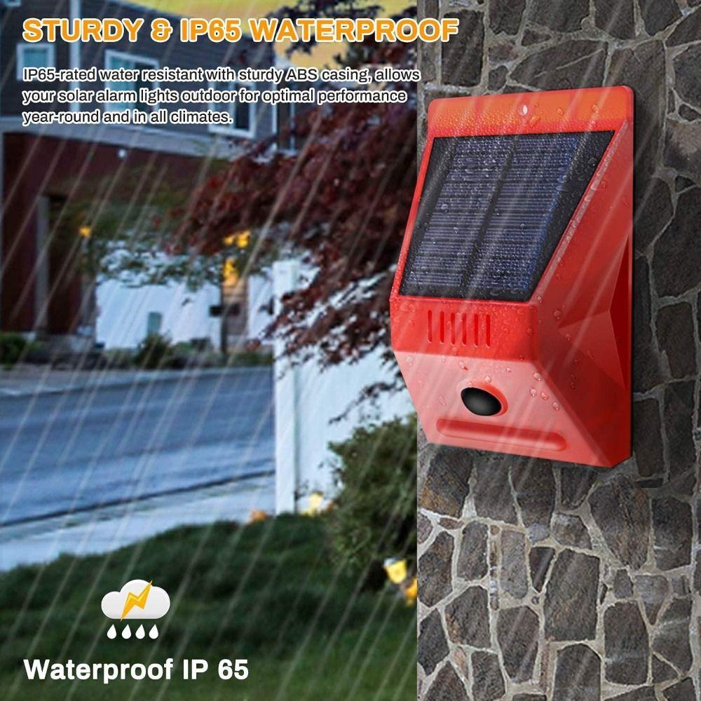 Waterproof Solar Alarm Rechargeable Solar Charging Alarm Solar Lamps  Home Security