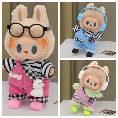 Niedliche Mini-Plüschpuppenkleidung für 17 cm Labubu Viele Arten von Overalls Kleidung Zubehör